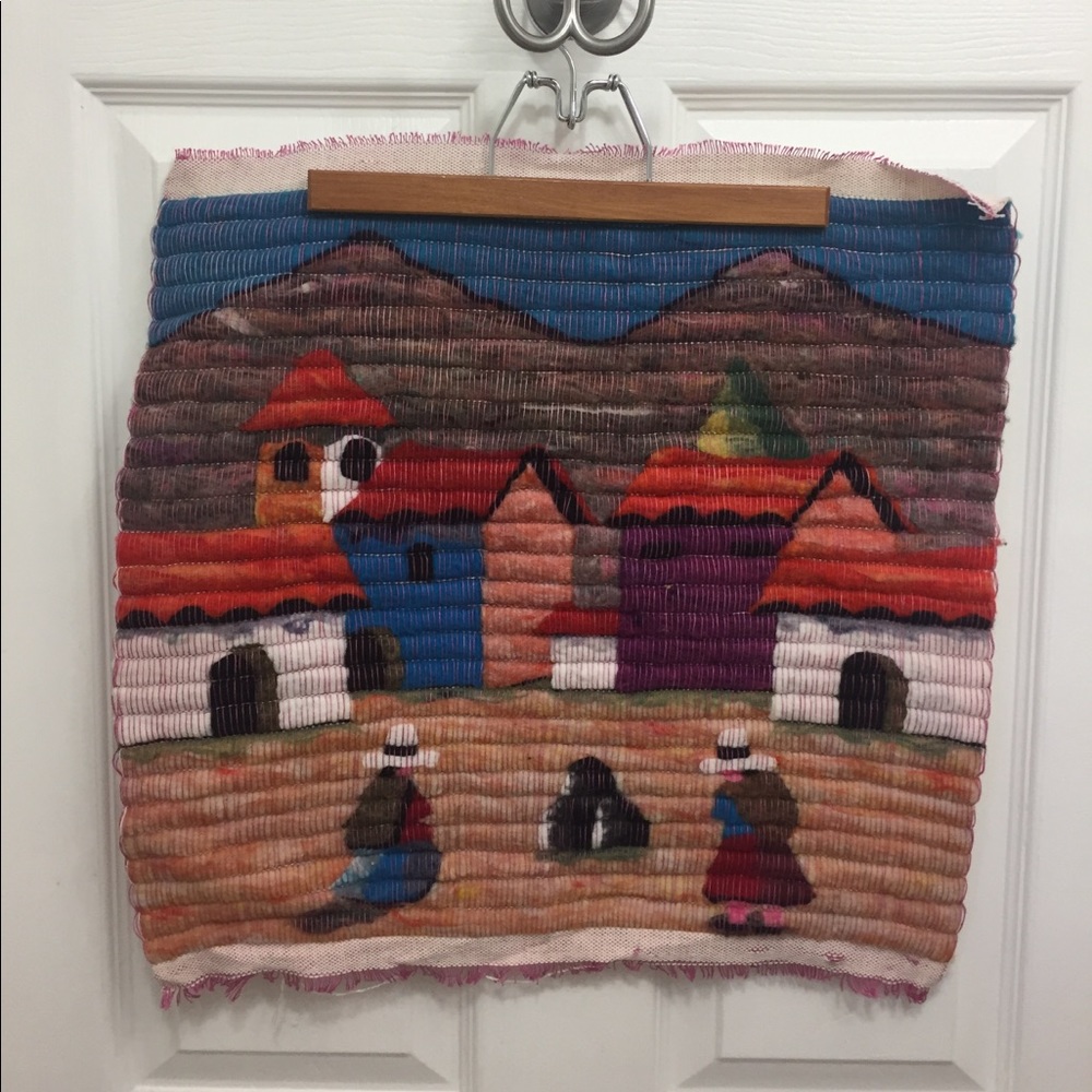 Vintage 70s/80s Peruvian coiled wool tapestry